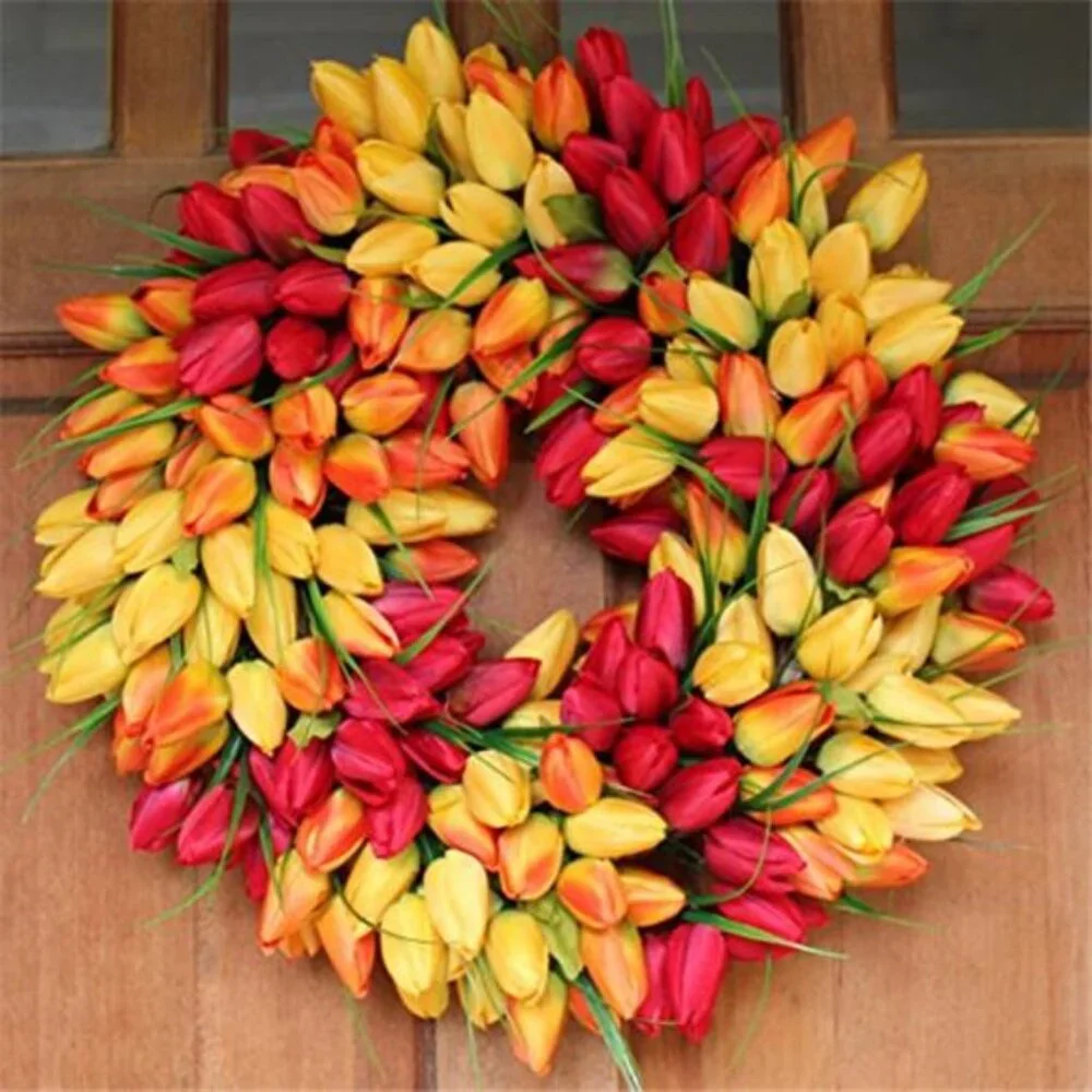 Blush Tulip Front Door Wreath Gorgeous Full Spring Door Wreath, 19 Inch